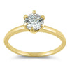 varitsa-jewellers - Solid 14K Yellow Gold Round 6mm Clear Engagement Ring - 01WS11